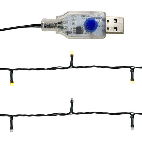 Коледен гирлянд с LED лампички, 5 м, златист