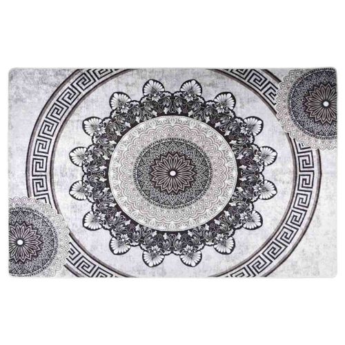 Килим, миещ се, 80x150 см, черно и сиво
