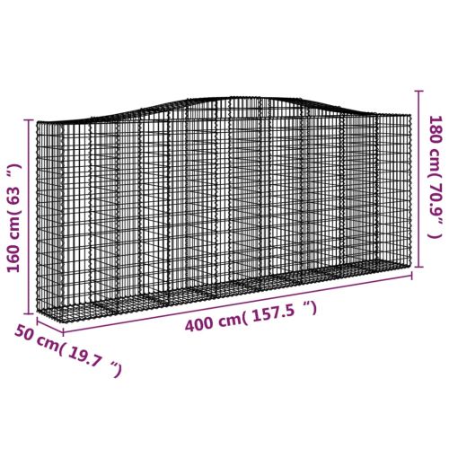 Дъговидна габионна кошница 400x50x160/180 см поцинковано желязо