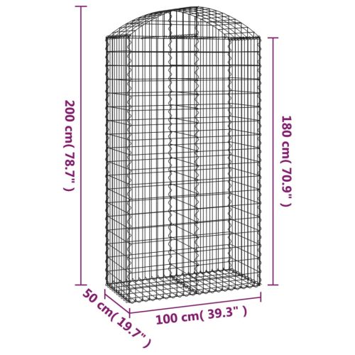 Дъговидна габионна кошница 100x50x180/200 см поцинковано желязо