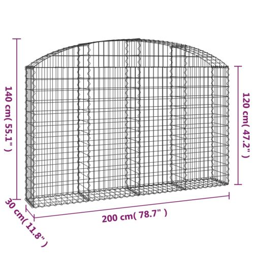 Дъговидна габионна кошница 200x30x120/140 см поцинковано желязо
