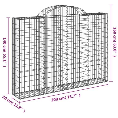 Дъговидна габионна кошница 200x30x140/160 см поцинковано желязо