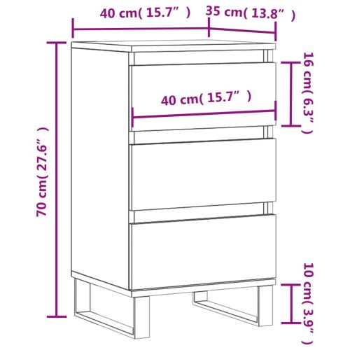 Бюфет опушен дъб 40x35x70 см инженерно дърво