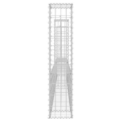 U-образна габионна кошница с 3 стълба, желязо, 260x20x100 см