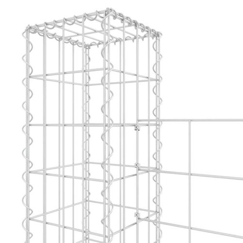 U-образна габионна кошница с 3 стълба, желязо, 260x20x150 см