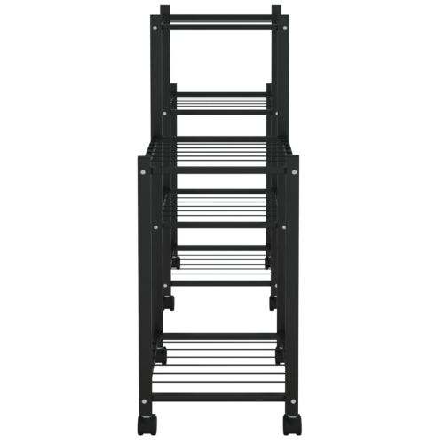 Стойка за цветя на колела 83x25x63,5 см черна желязо