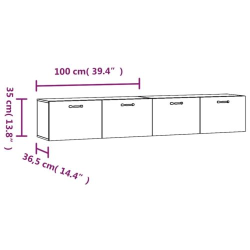 Стенни шкафове 2 бр сонома дъб 100x36,5x35 см инженерно дърво