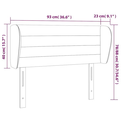 Горна табла за легло с уши, тъмносиня, 93x23x78/88 см, кадифе