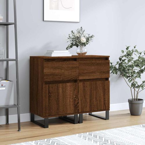 Бюфети 2 бр кафяв дъб 40x35x70 см инженерно дърво