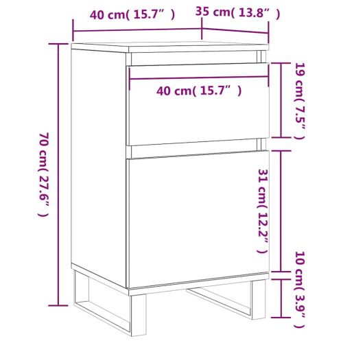 Бюфети 2 бр кафяв дъб 40x35x70 см инженерно дърво