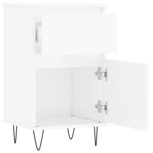 Бюфети 2 бр бял гланц 40x35x70 см инженерно дърво