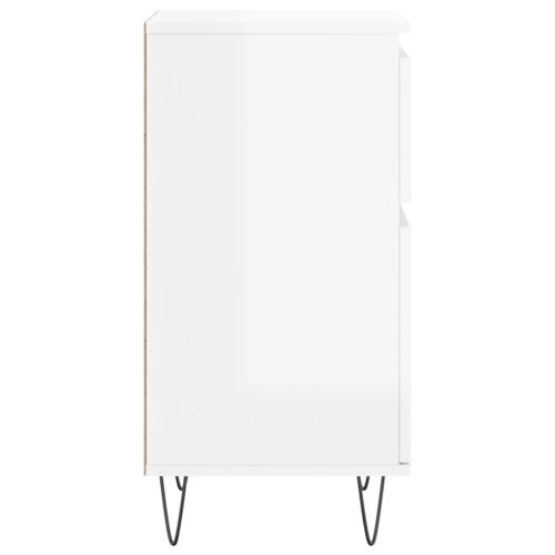 Бюфети 2 бр бял гланц 40x35x70 см инженерно дърво