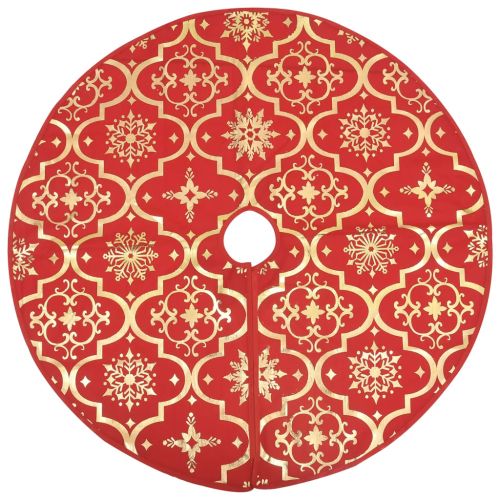 Луксозна коледна пола с чорап, червена, 150 см, плат