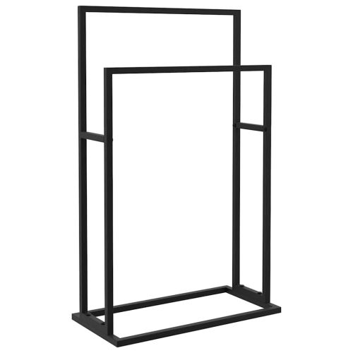 Свободностояща поставка за кърпи, черна, 48x24x78,5 см, желязо