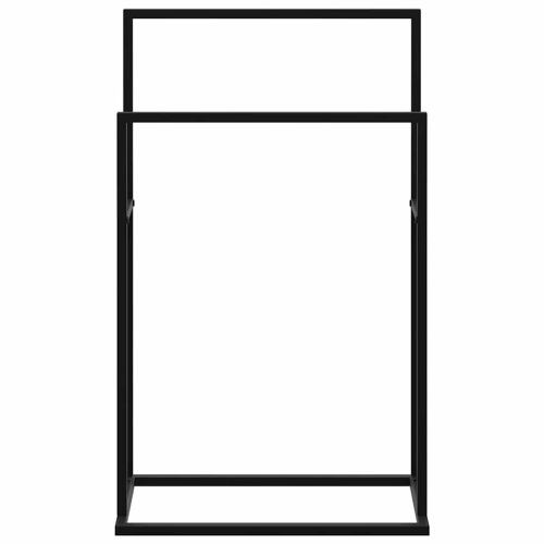 Свободностояща поставка за кърпи, черна, 48x24x78,5 см, желязо