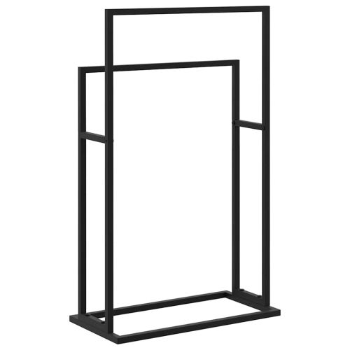 Свободностояща поставка за кърпи, черна, 48x24x78,5 см, желязо
