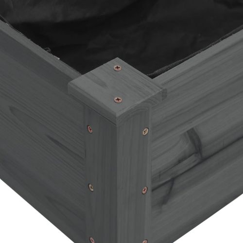 Градинска повдигната леха с вложка сива 120x60x25 см ела масив
