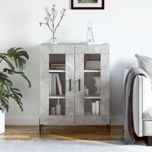Сайдборд, бетонно сив, 69,5x34x90 см, инженерно дърво