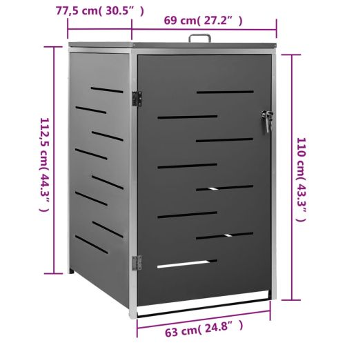 Единичен навес за кофа за смет 69x77,5x112,5 см инокс