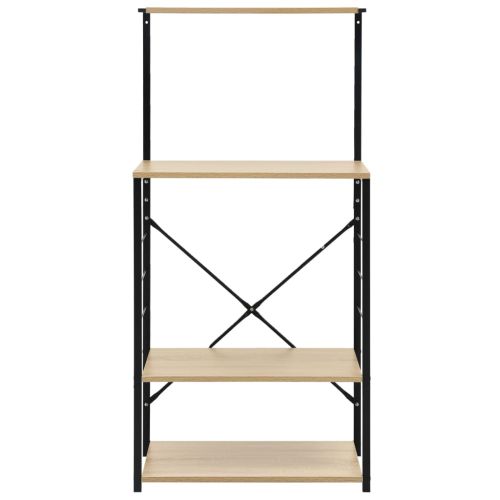 Шкаф за микровълнова черно и дъб 60x39,6x123 см инженерно дърво