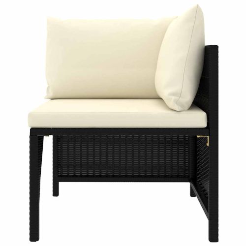 Градински комплект с възглавници, 9 части, черен полиратан