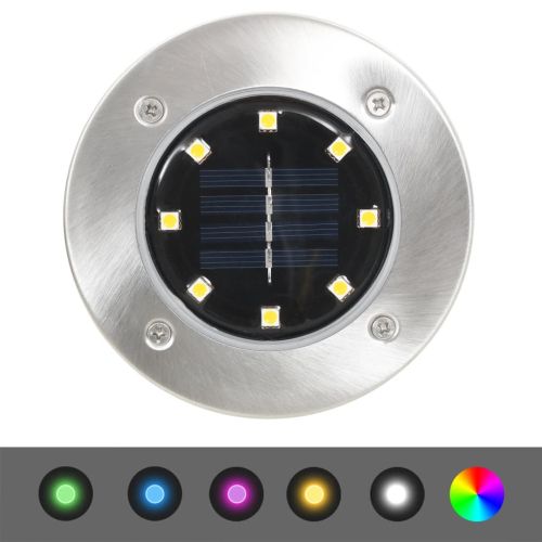Соларни земни лампи, 8 бр, LED светлина, RGB цвят