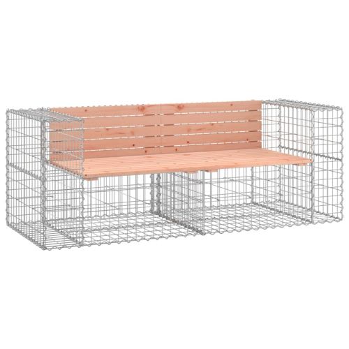 Градинска пейка габион 184x71x65,5 см дугласко дърво масив