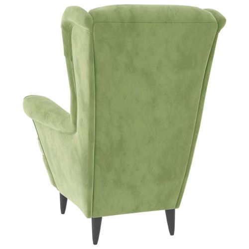 Фотьойл Wingback с табуретка, светлозелено, кадифе