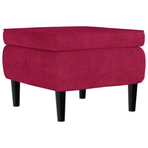 Фотьойл Wingback с табуретка, виненочервен, кадифе