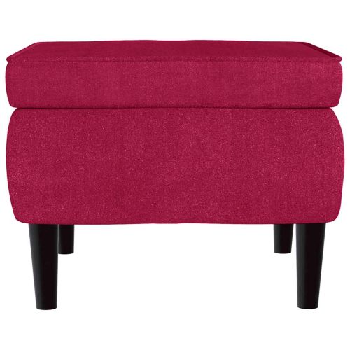 Фотьойл Wingback с табуретка, виненочервен, кадифе