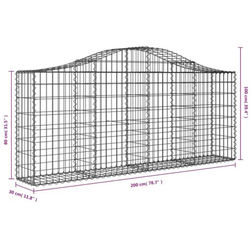 Габионни кошници арка 12 бр 200x30x80/100 см поцинковано желязо