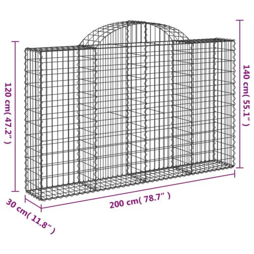 Габионни кошници арка 8 бр 200x30x120/140 см поцинковано желязо