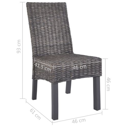 Трапезни столове, 4 бр, кафяви, кубу ратан и мангова дървесина
