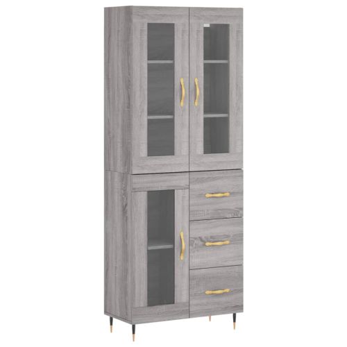 Висок шкаф, сив сонома, 69,5x34x180 см, инженерно дърво