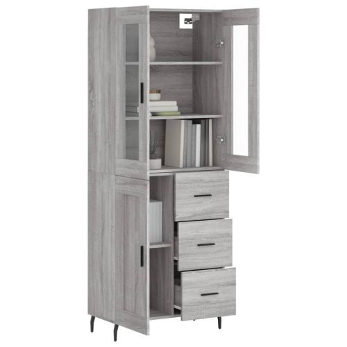 Висок шкаф, сив сонома, 69,5x34x180 см, инженерно дърво