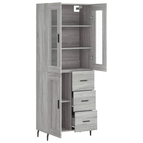 Висок шкаф, сив сонома, 69,5x34x180 см, инженерно дърво