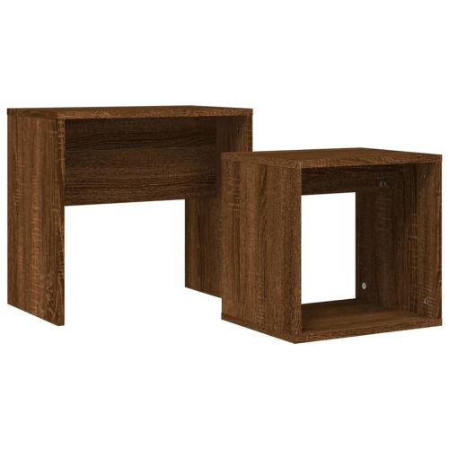 Стифиращи кафе маси, 2 бр, кафяв дъб, инженерно дърво