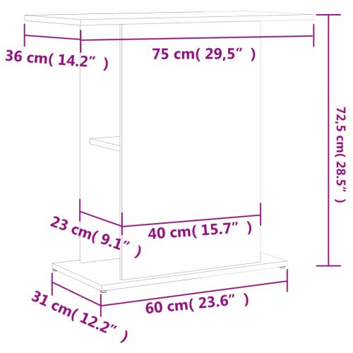 Поставка за аквариум опушен дъб 75x36x72,5 см инженерно дърво