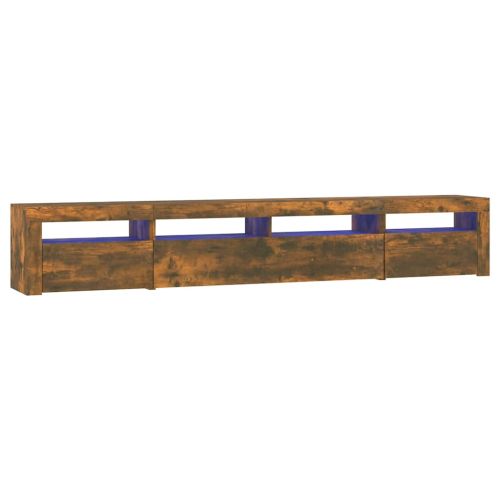 ТВ шкаф с LED осветление, опушен дъб, 240x35x40 см