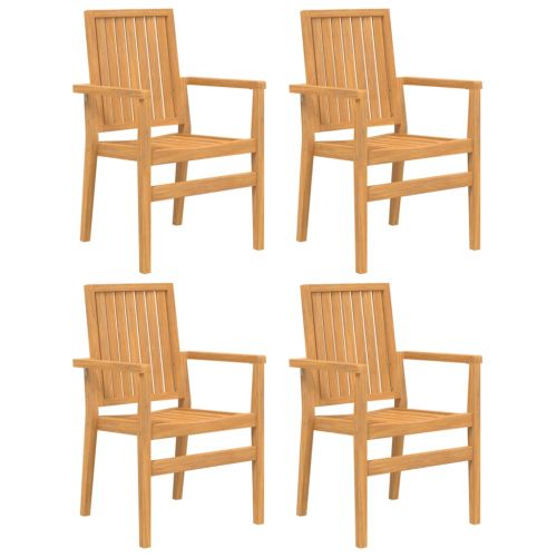 Стифиращи градински столове 4 бр 56,5x57,5x91 см тик масив