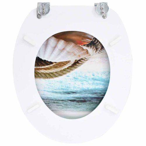 WC тоалетни седалки, 2 бр, с капаци, МДФ, морски дизайн