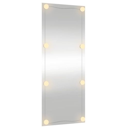 Стенно огледало с LED лампи 40x100 см стъкло правоъгълно