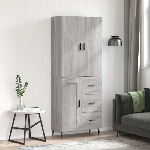 Висок шкаф, сив сонома, 69,5x34x180 см, инженерно дърво