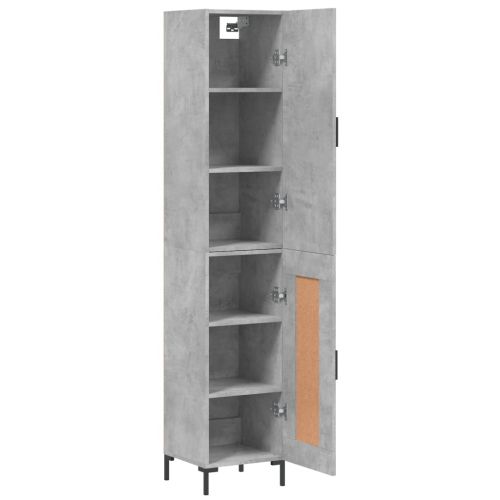 Висок шкаф, бетонно сив, 34,5x34x180 см, инженерно дърво
