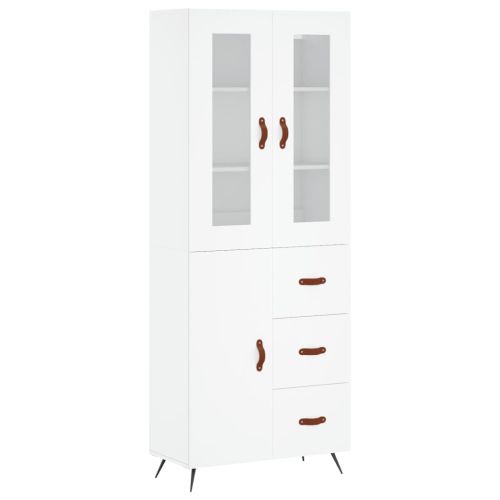 Висок шкаф, бял, 69,5x34x180 см, инженерно дърво