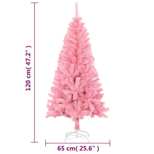 Изкуствена коледна елха със стойка, розова, 120 см, PVC