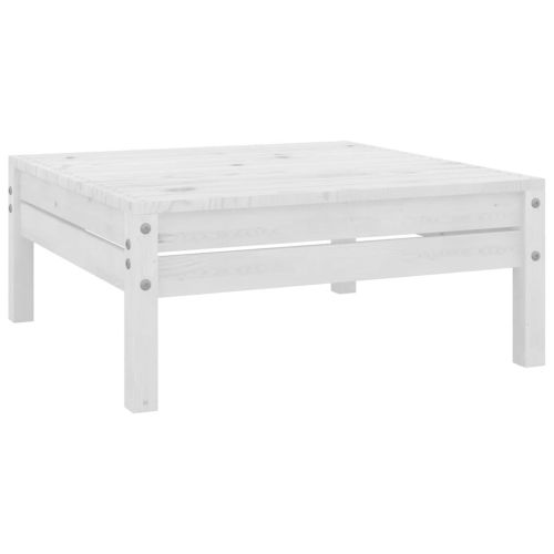 Градински лаундж комплект, 11 части, бял, бор масив