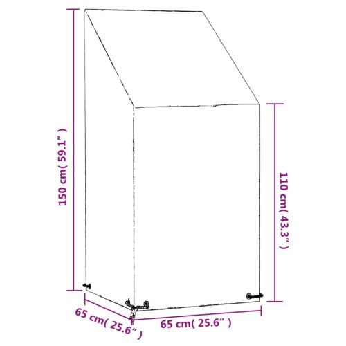 Калъф за градински стол 2 бр 8 капси 65x65x110/150см полиетилен