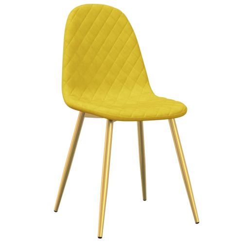 Трапезни столове, 4 бр, горчица, кадифе