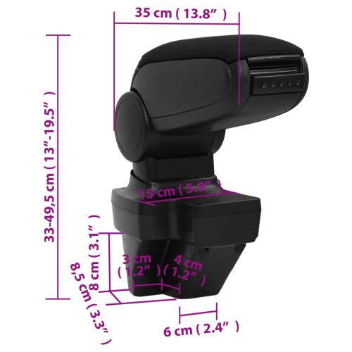 Подлакътник за кола черен 15x35x(33-49,5) см ABS